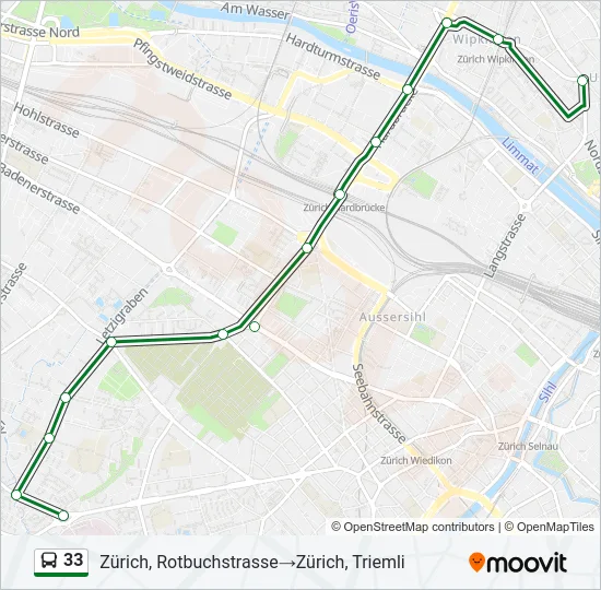 Plan de la ligne 33 de bus