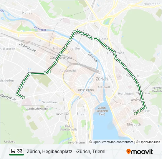 Buslinie 33 Karte