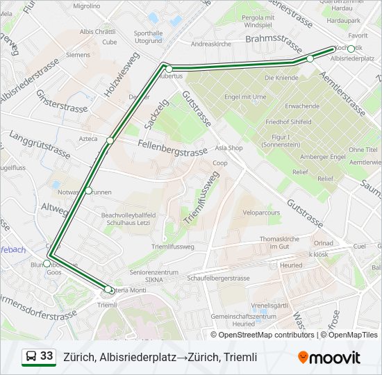 33 Bus Line Map