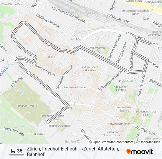 35 Bus Line Map