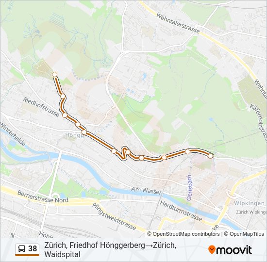 38 Bus Line Map