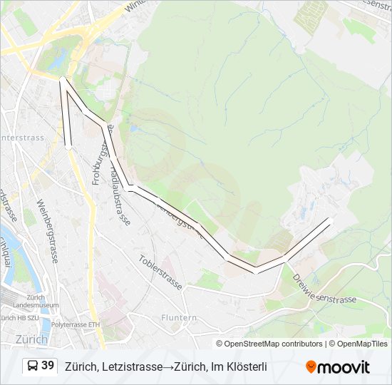 Plan de la ligne 39 de bus