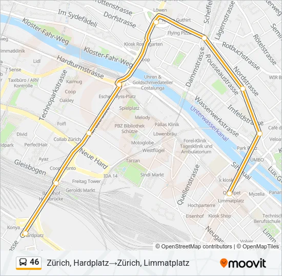 46 Bus Line Map