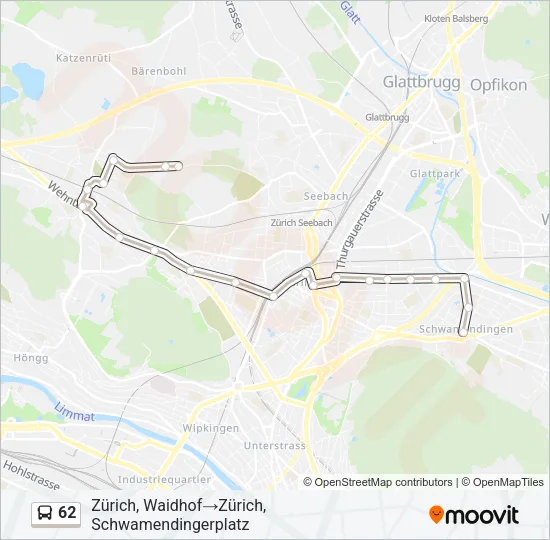 62 Bus Line Map