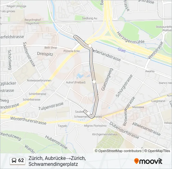 Buslinie 62 Karte