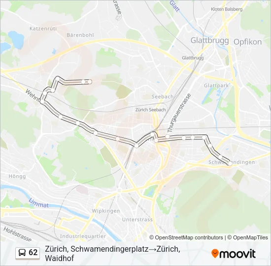62 Bus Line Map