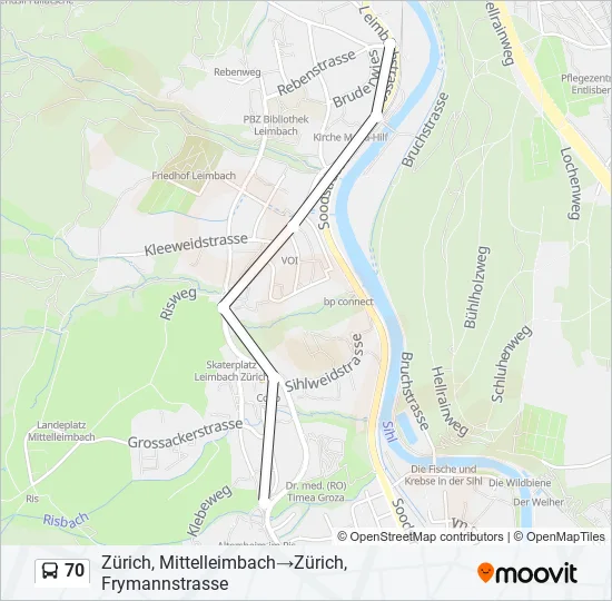 Plan de la ligne 70 de bus