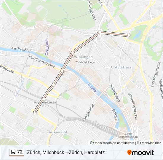 72 Bus Line Map