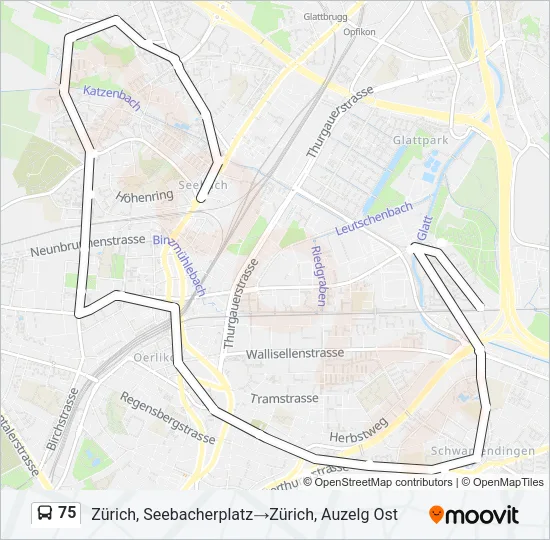 75 Bus Line Map