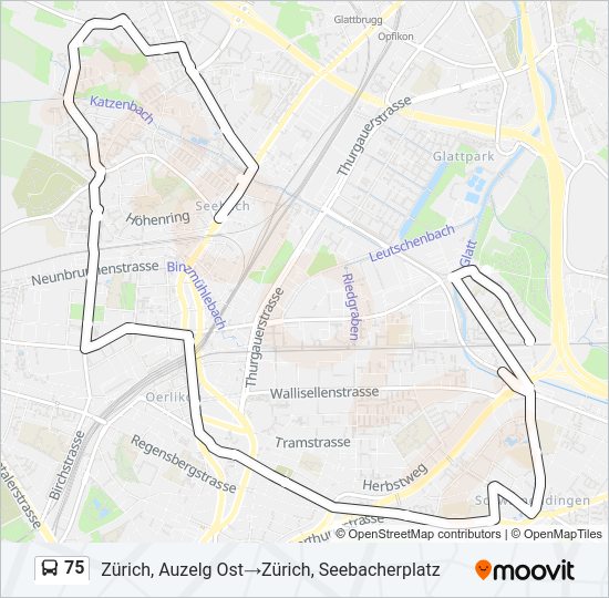 75 Bus Line Map