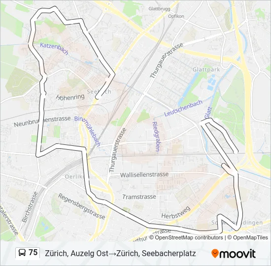 75 Bus Line Map