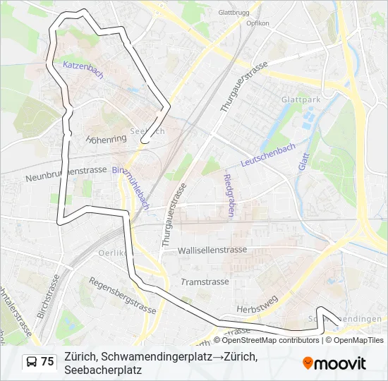 75 Bus Line Map