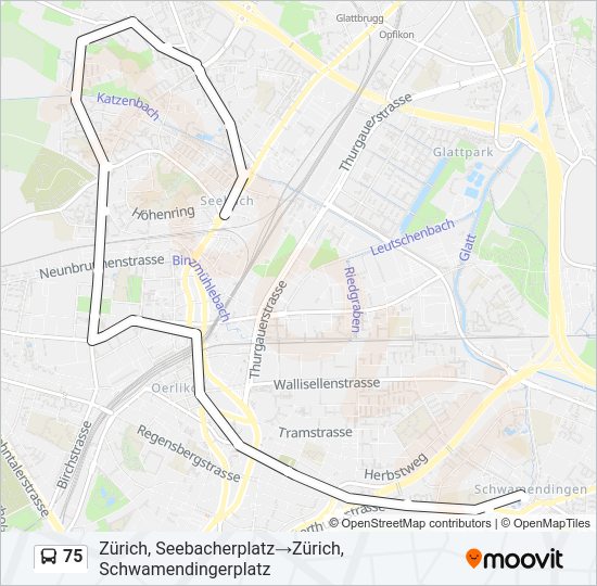 75 Bus Line Map