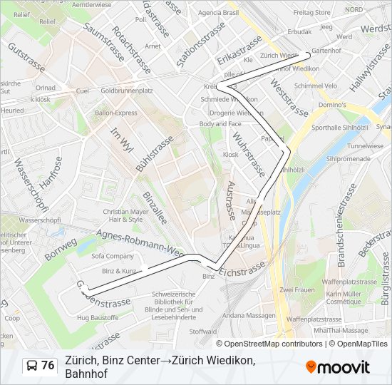 76 Bus Line Map