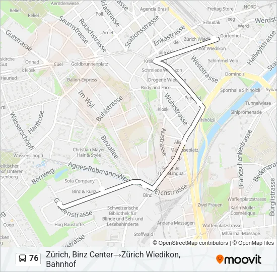 76 Bus Line Map
