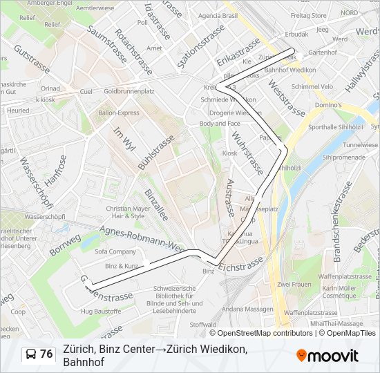 76 Bus Line Map