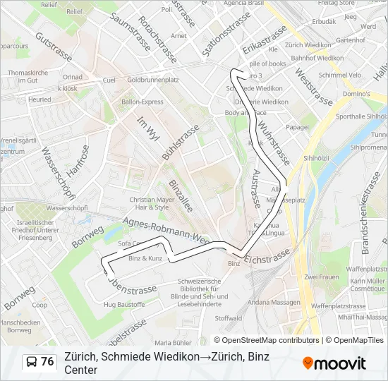 76 Bus Line Map