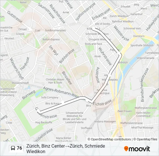 76 Bus Line Map