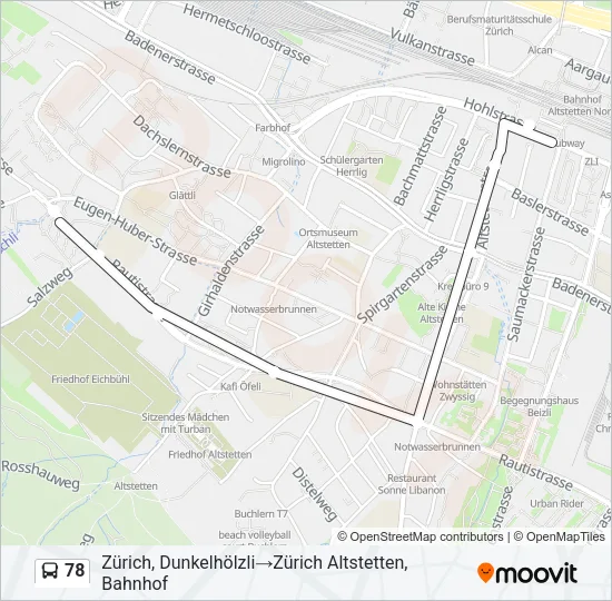 78 Bus Line Map