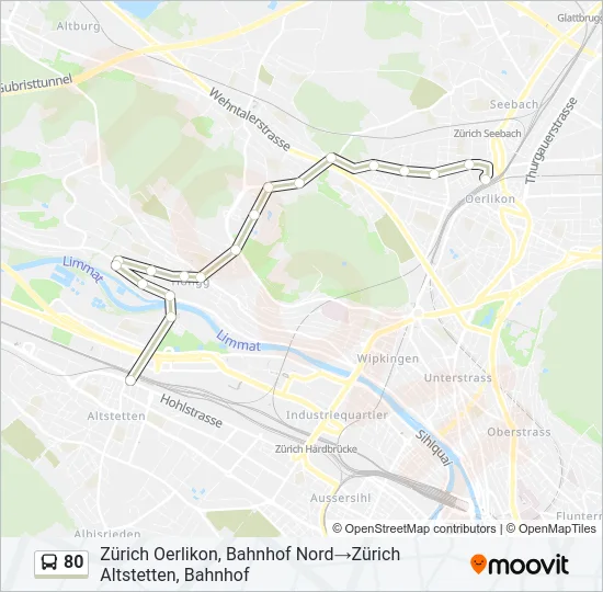 80 Bus Line Map