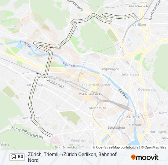 80 Bus Line Map