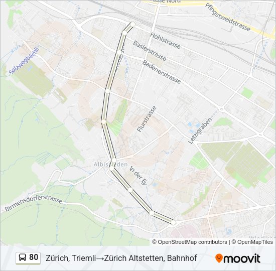 80 Bus Line Map