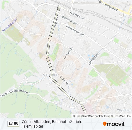 80 Bus Line Map