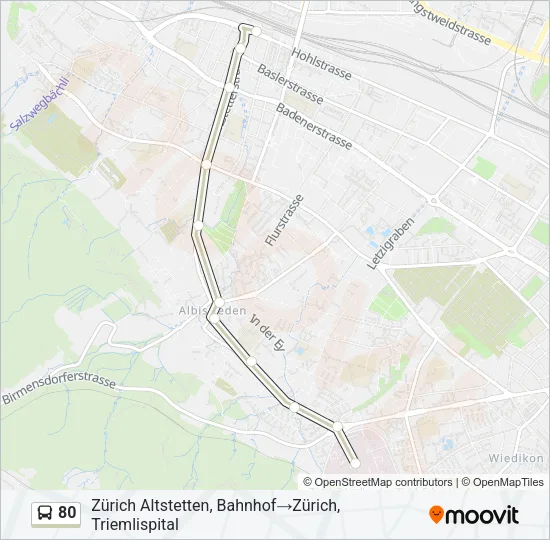 80 Bus Line Map