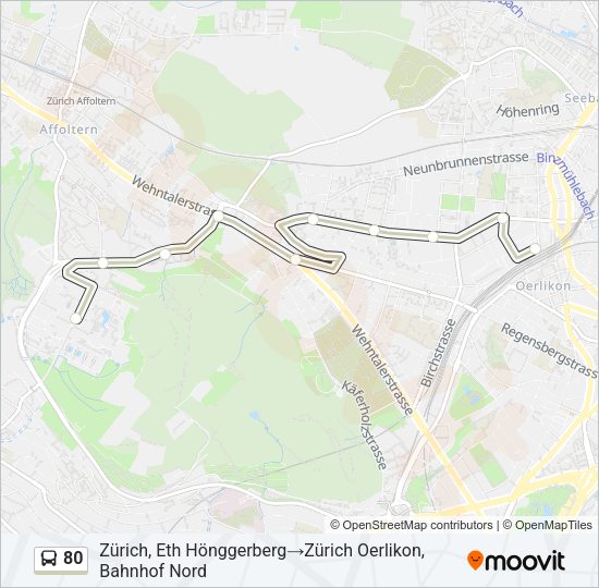 80 Bus Line Map