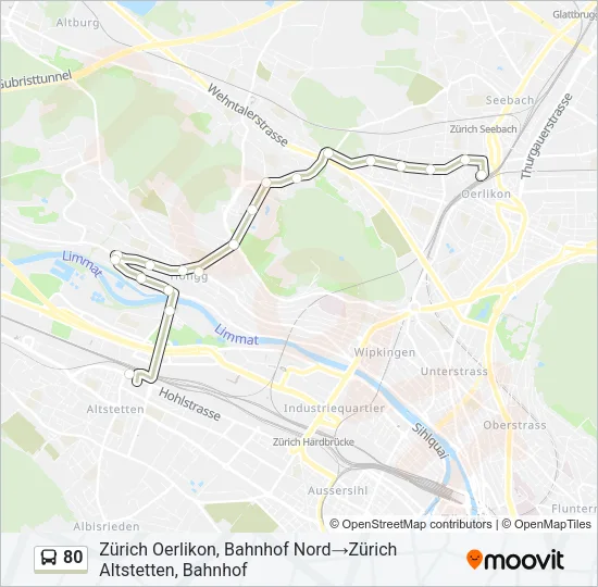 80 Bus Line Map