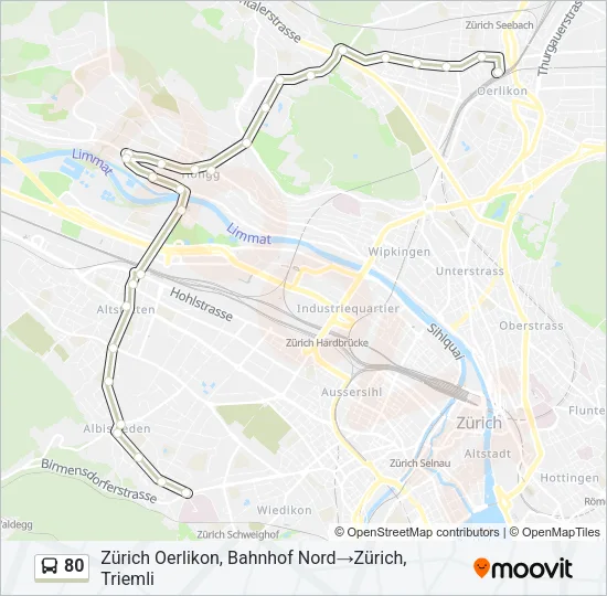 80 Bus Line Map