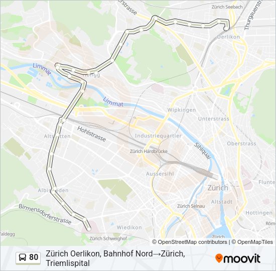 80 Bus Line Map