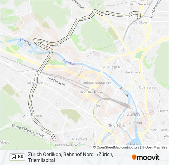 80 Bus Line Map