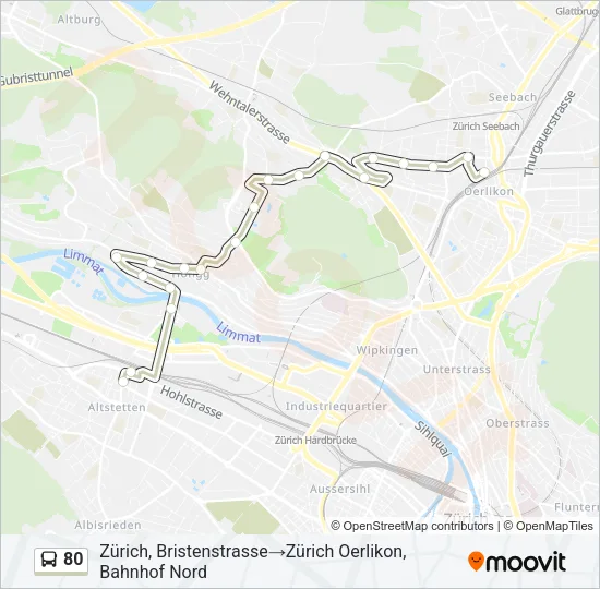 80 Bus Line Map