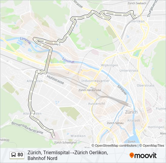 80 Bus Line Map