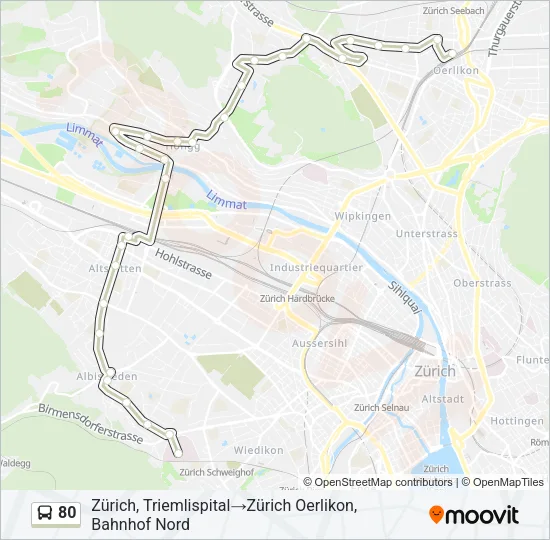 80 Bus Line Map