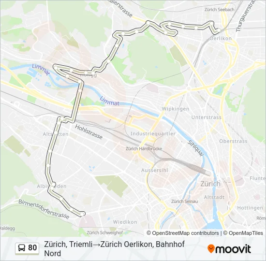 80 Bus Line Map