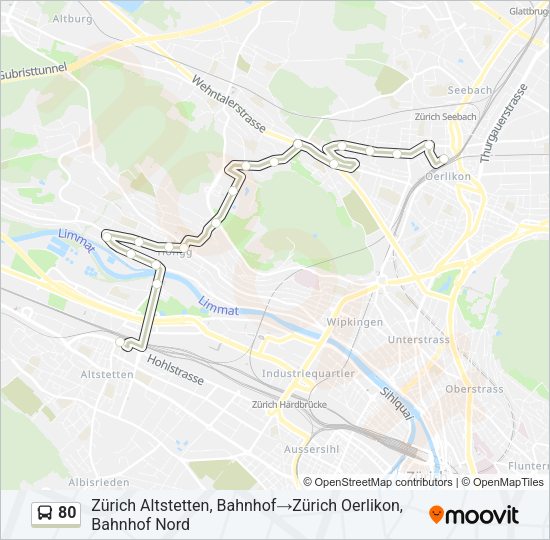 80 Bus Line Map