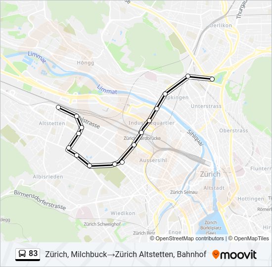 Plan de la ligne 83 de bus