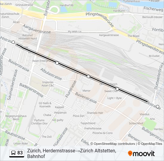 83 Bus Line Map