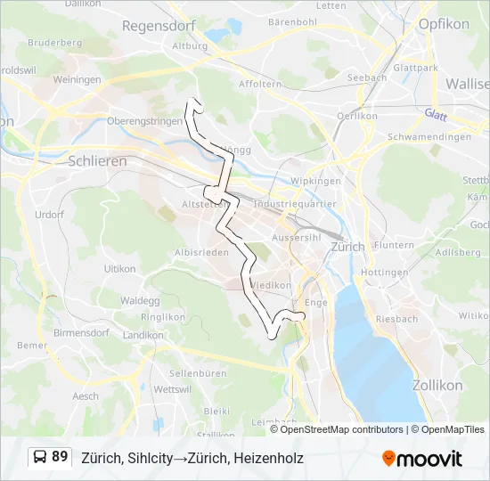 89 Bus Line Map