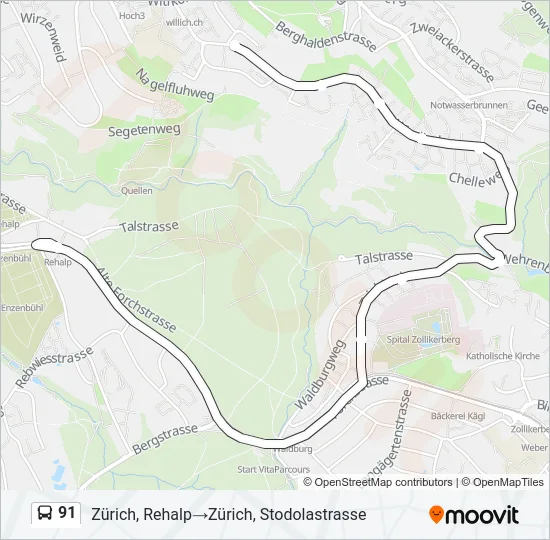 Buslinie 91 Karte