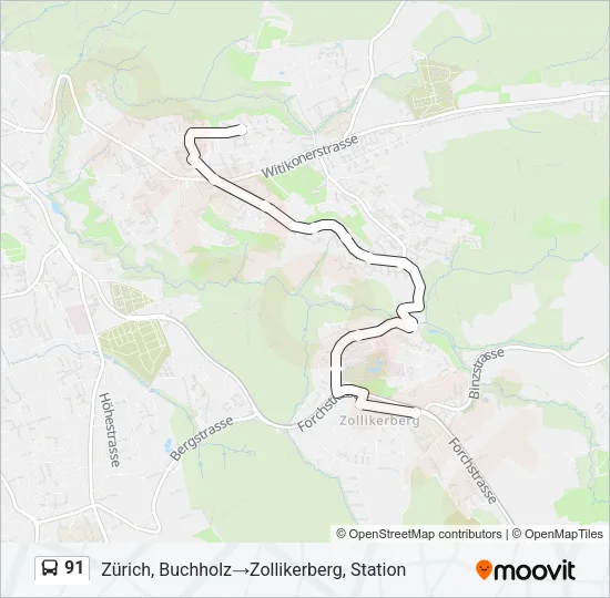 91 Bus Line Map
