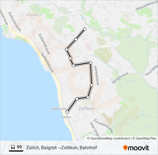 Plan de la ligne 99 de bus