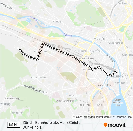 N1 Bus Line Map