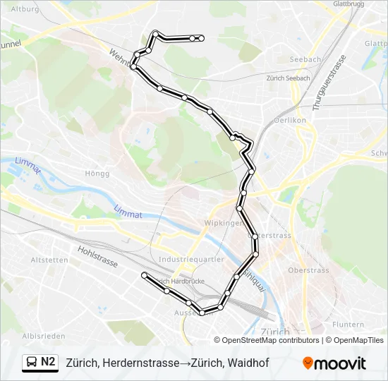 N2 Bus Line Map
