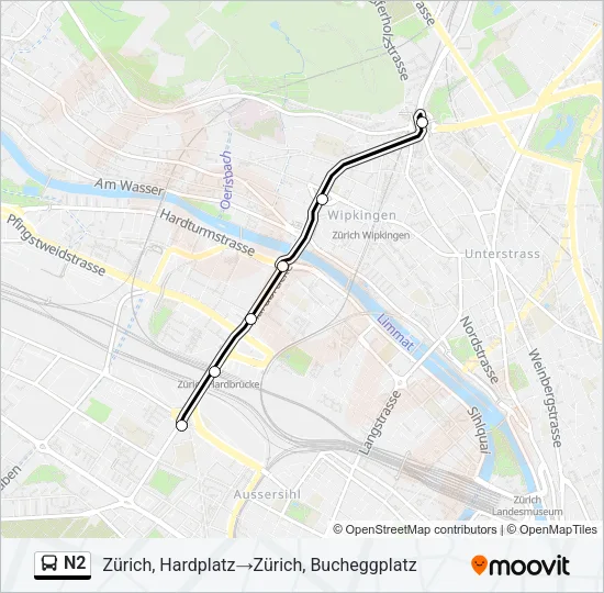 N2 Bus Line Map