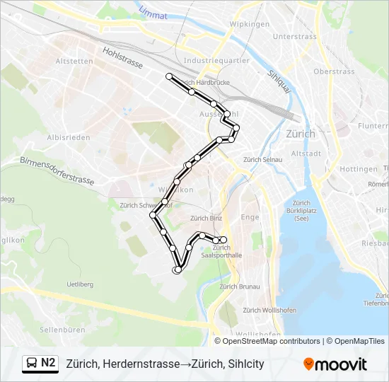 N2 Bus Line Map