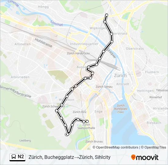N2 Bus Line Map