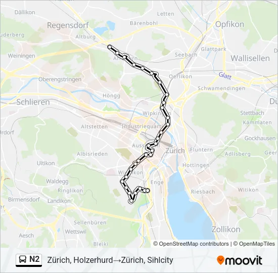 N2 Bus Line Map